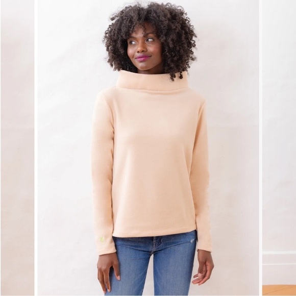 Dudley Stephens Park Slope Turtleneck Terry Fleece Natural Blush Neutral Sz S - Picture 15 of 15
